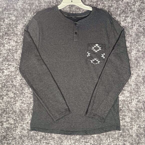 Volcom Henley Sweater Men’s Medium Gray Long Sleeve Lightweight Pocket Pullover - Picture 1 of 14